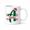 Angelica Holiday Monogram Mug Personalized Christmas Mug with Name & Initial – Santa Hat Monogram Coffee Cup