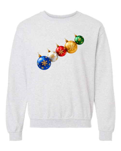 Festive Christmas Ornaments crewneck sweatshirt in ash