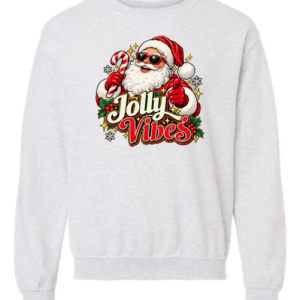 Jolly Vibes Santa - Ash Mockup Jolly Vibes Santa crewneck sweatshirt in ash