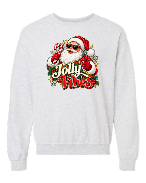 Jolly Vibes Santa crewneck sweatshirt in ash