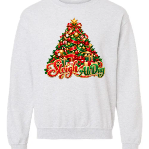 Sleigh All Day Christmas Tree - Ash Mockup Sleigh All Day Christmas Tree crewneck sweatshirt in ash