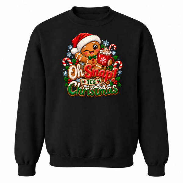 scp-snap-black-tag-free Oh Snap Gingerbread Christmas Crewneck Sweatshirt in black
