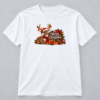 Cozy Reindeer Merry Christmas — white T-Shirt Cozy Reindeer Merry Christmas design with a 10-inch-wide chest print on a white T-shirt
