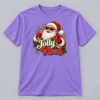 Jolly Vibes Santa — Violet T-Shirt Jolly Vibes Santa design with a 10-inch-wide chest print on a violet T-shirt