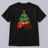Merry Christmas Tree and Gifts — Black T-Shirt Merry Christmas Tree and Gifts design with a 10-inch-wide chest print on a black T-shirt