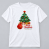Merry Christmas Tree and Gifts — White T-Shirt Merry Christmas Tree and Gifts design with a 10-inch-wide chest print on a white T-shirt